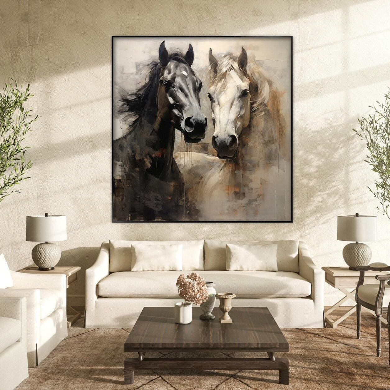 Quadro Coppia Elegante di Cavalli - Neibac - Spedizione gratuita