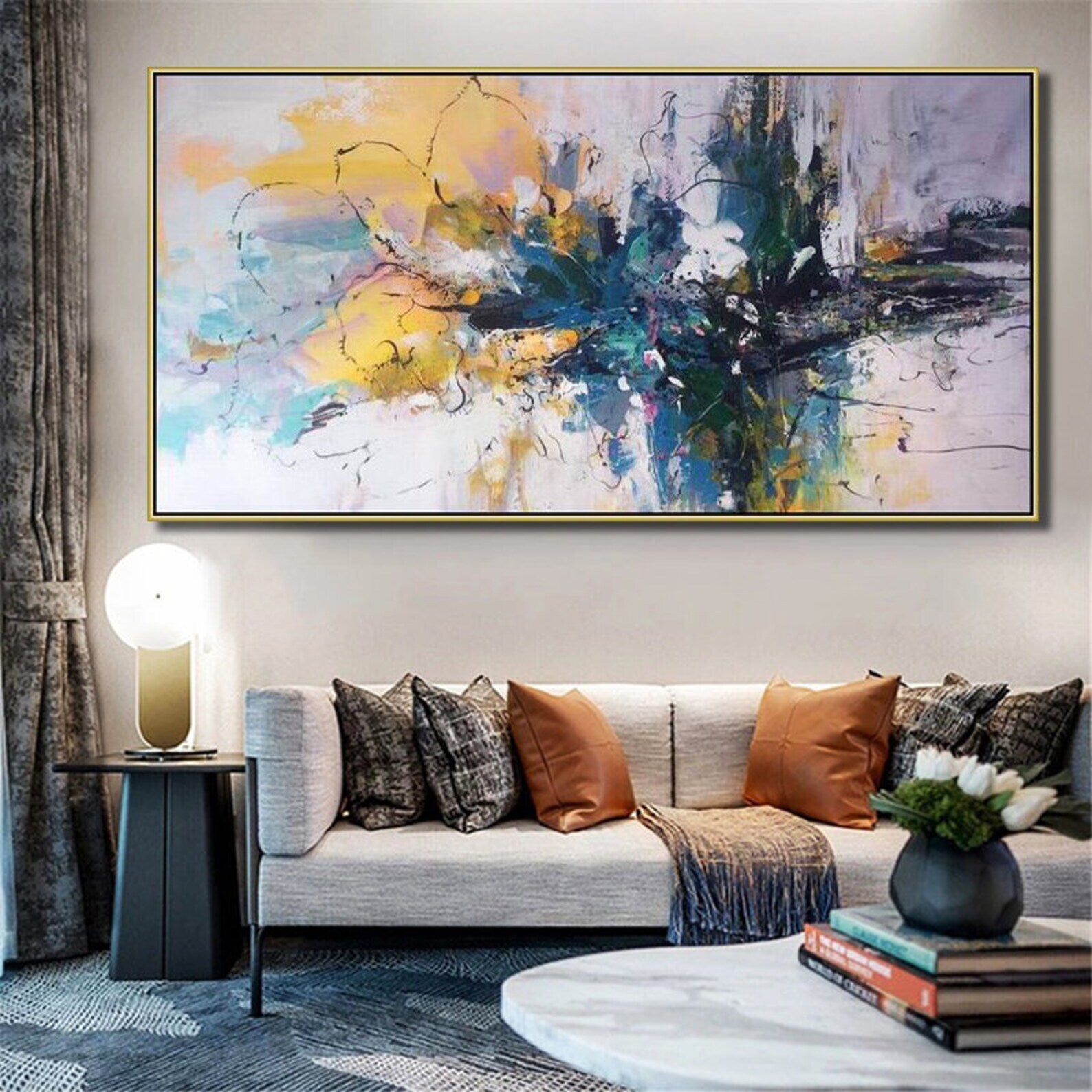 Fonte di luce blu e gialla