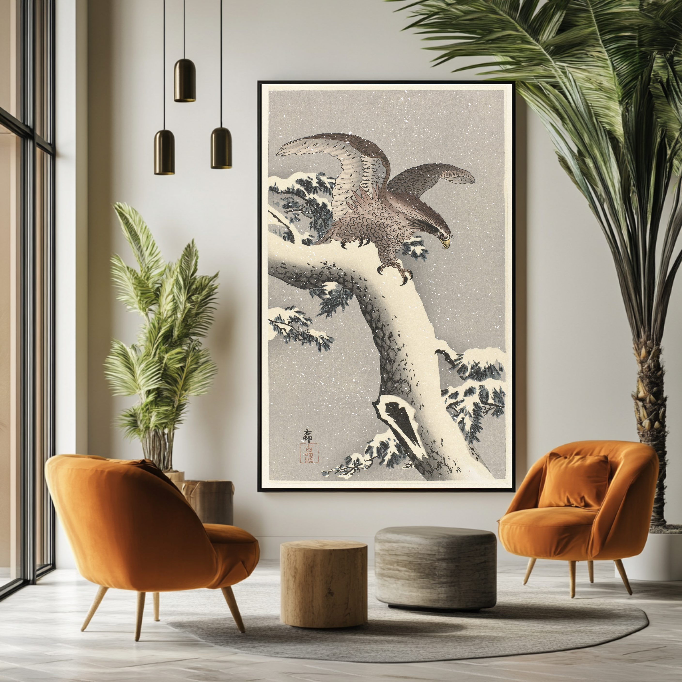 Eagle Flying Through the Snow