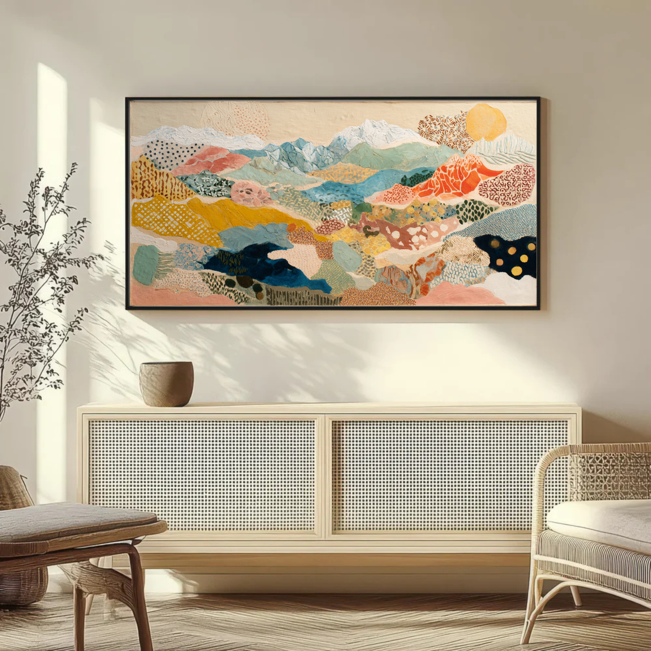 Regenbogen über den fernen Hügeln