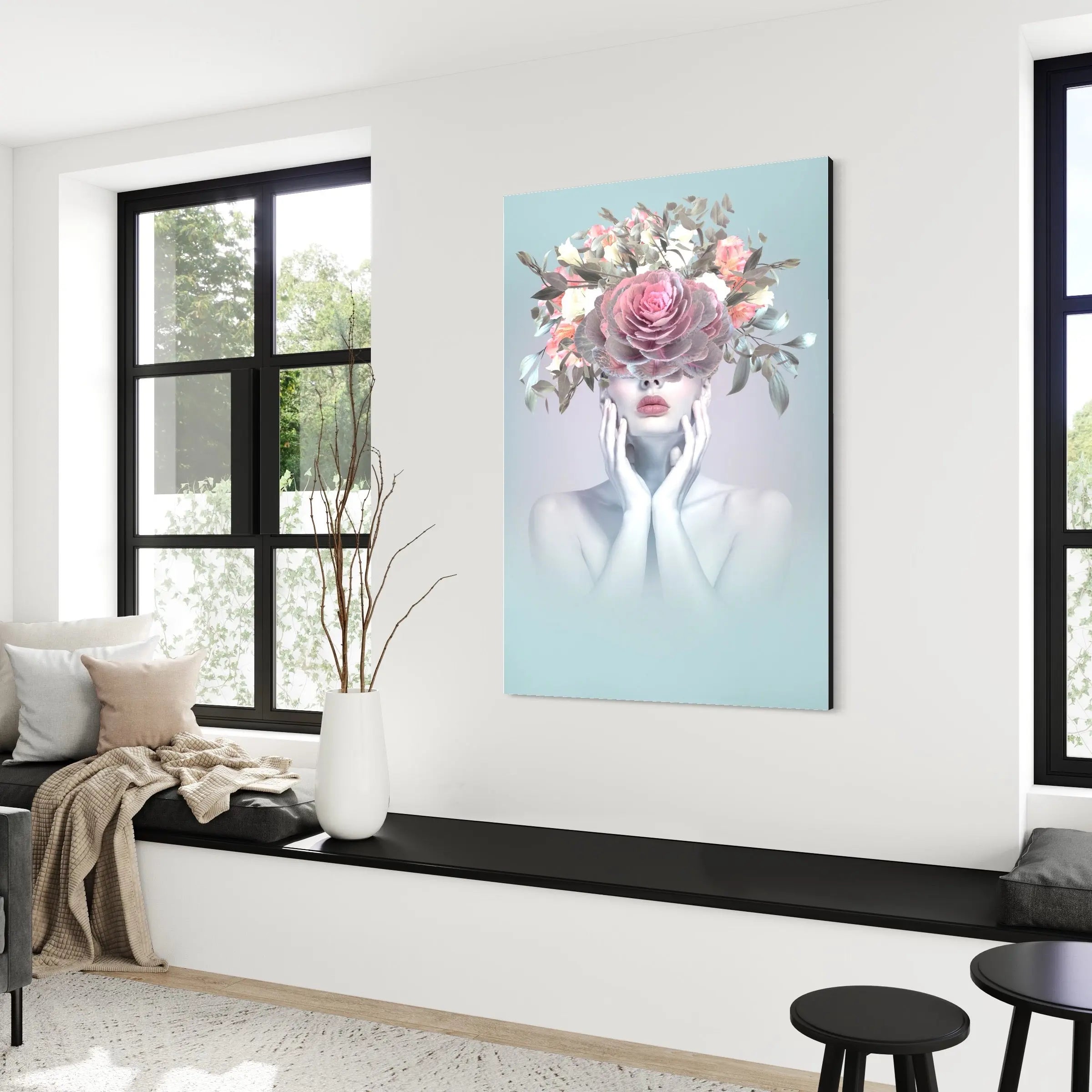 Donna con mazzo di fiori