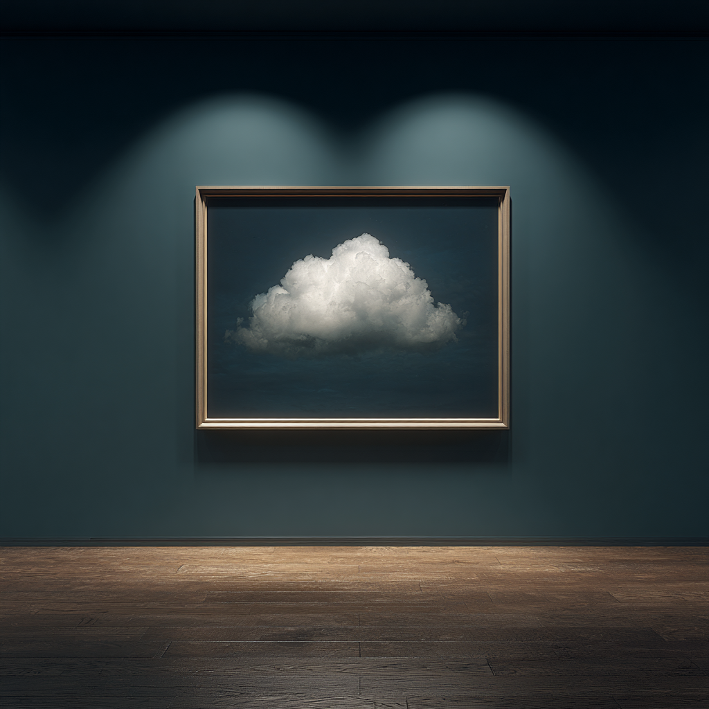 Weiße Wolke in Blau