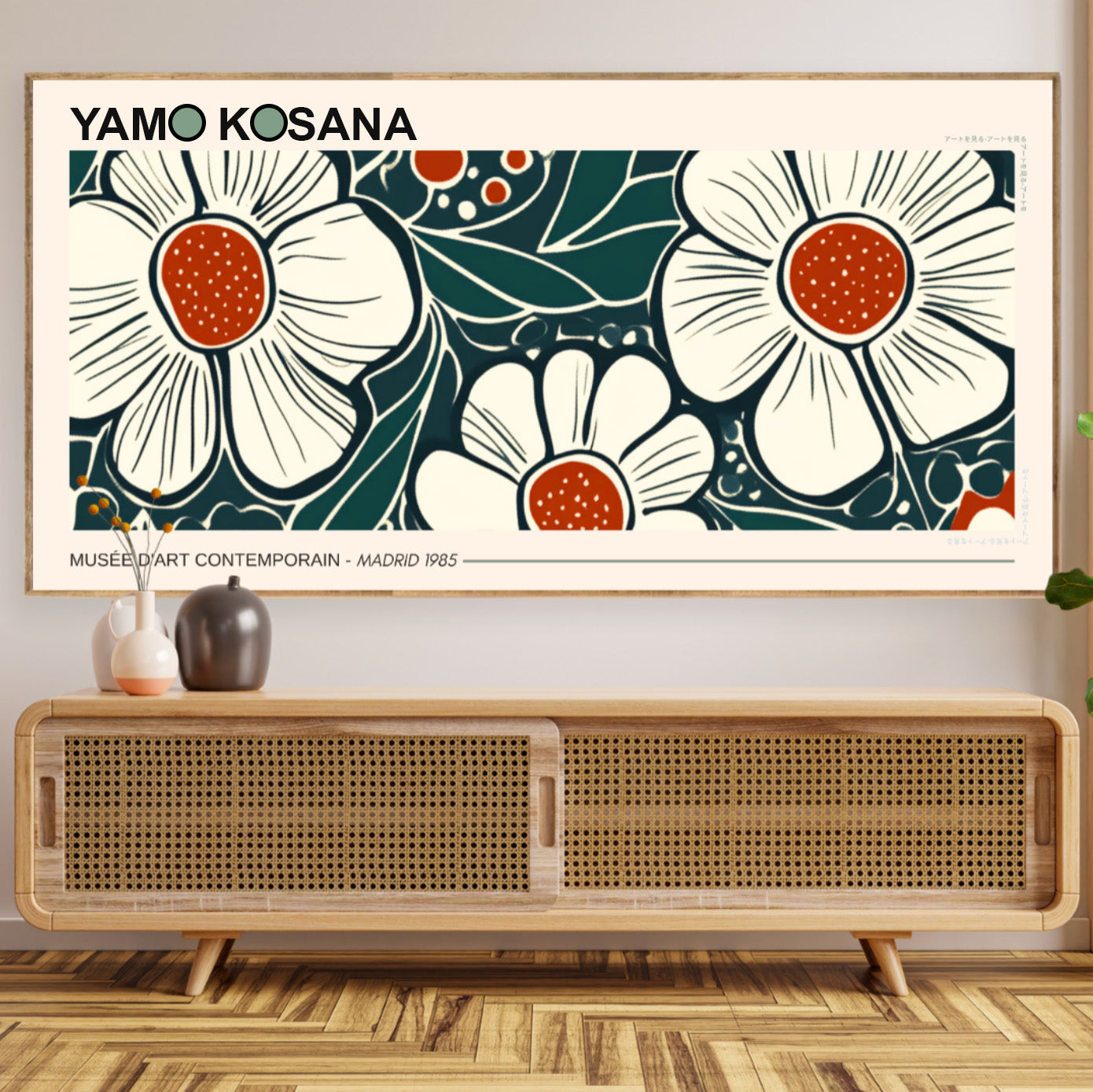 Yayoi Kusama, flores verdes e brancas