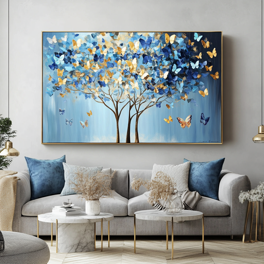 Albero di Farfalle Blu e Oro