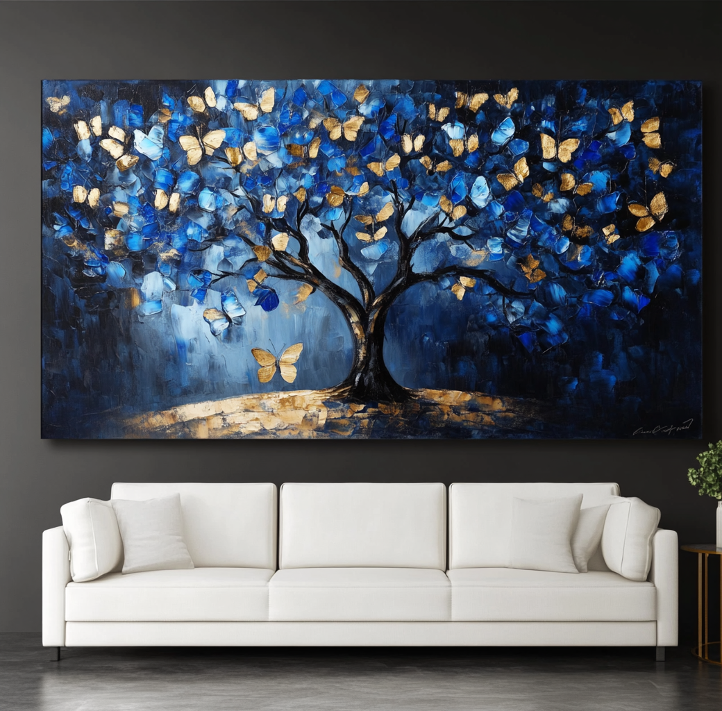 Albero di Farfalle Blu scuro e Oro