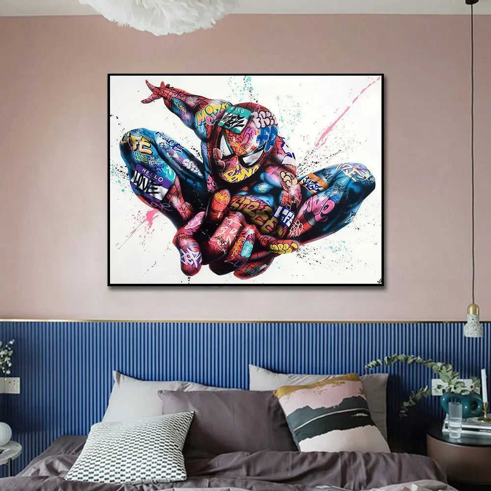 Spider-man graffiti in flight