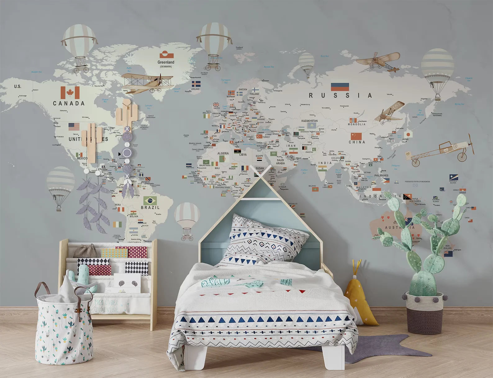 Mappa del Mondo Azzurra - Carta da Parati