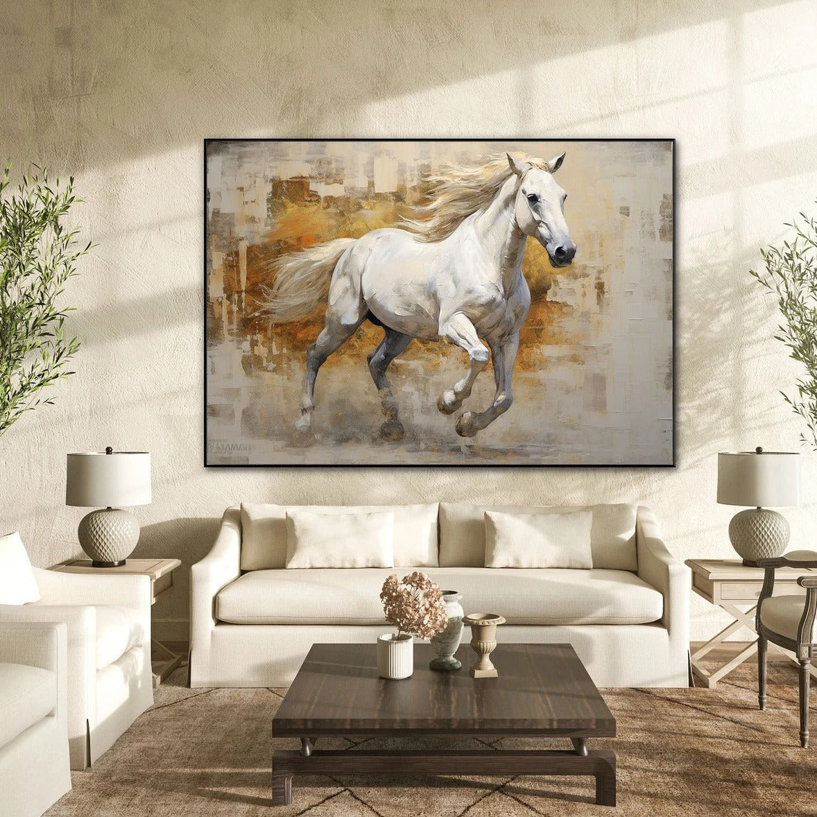 Quadro Cavallo bianco elegante - Neibac - Spedizione gratuita