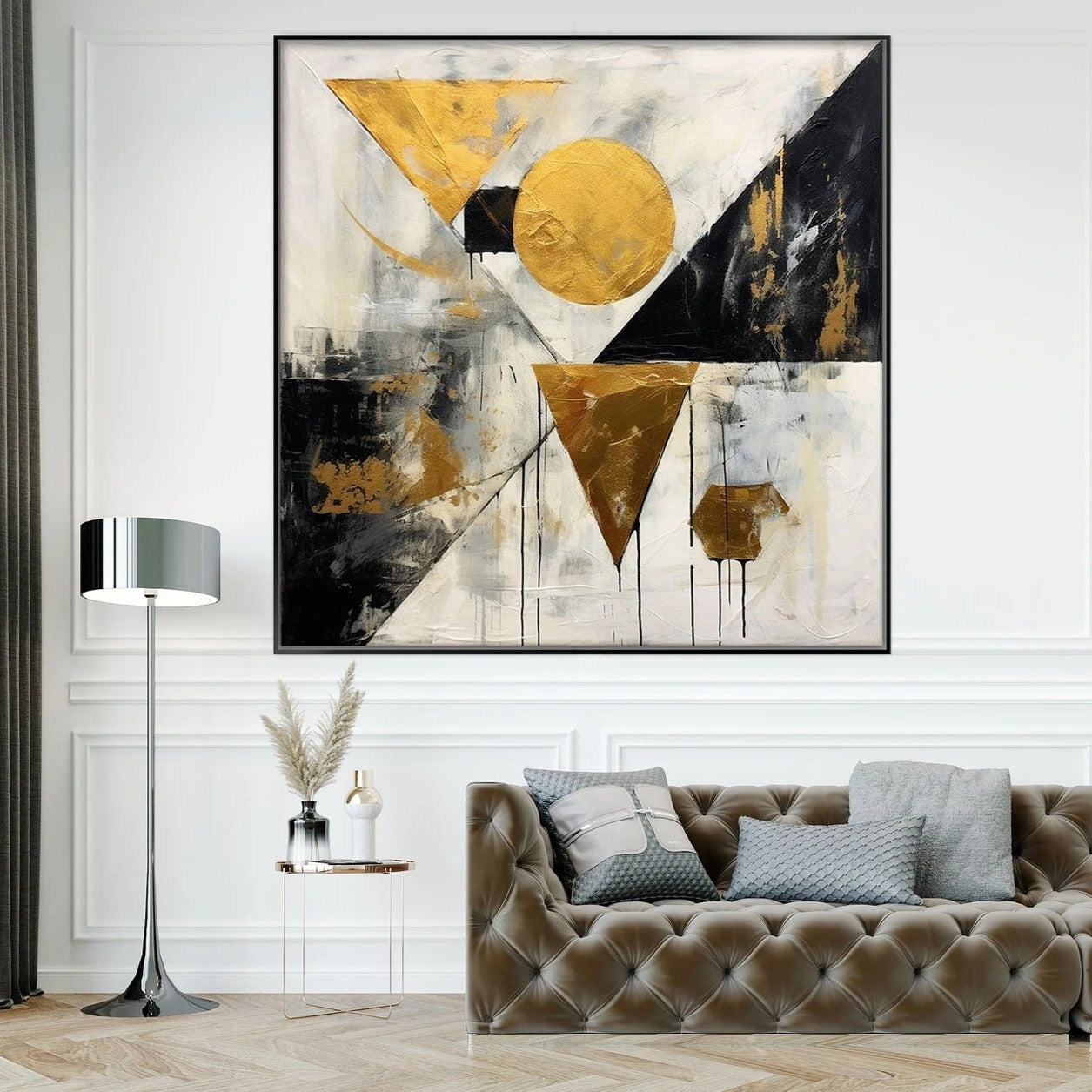 Astratto Geometrico Oro, Nero e Bianco