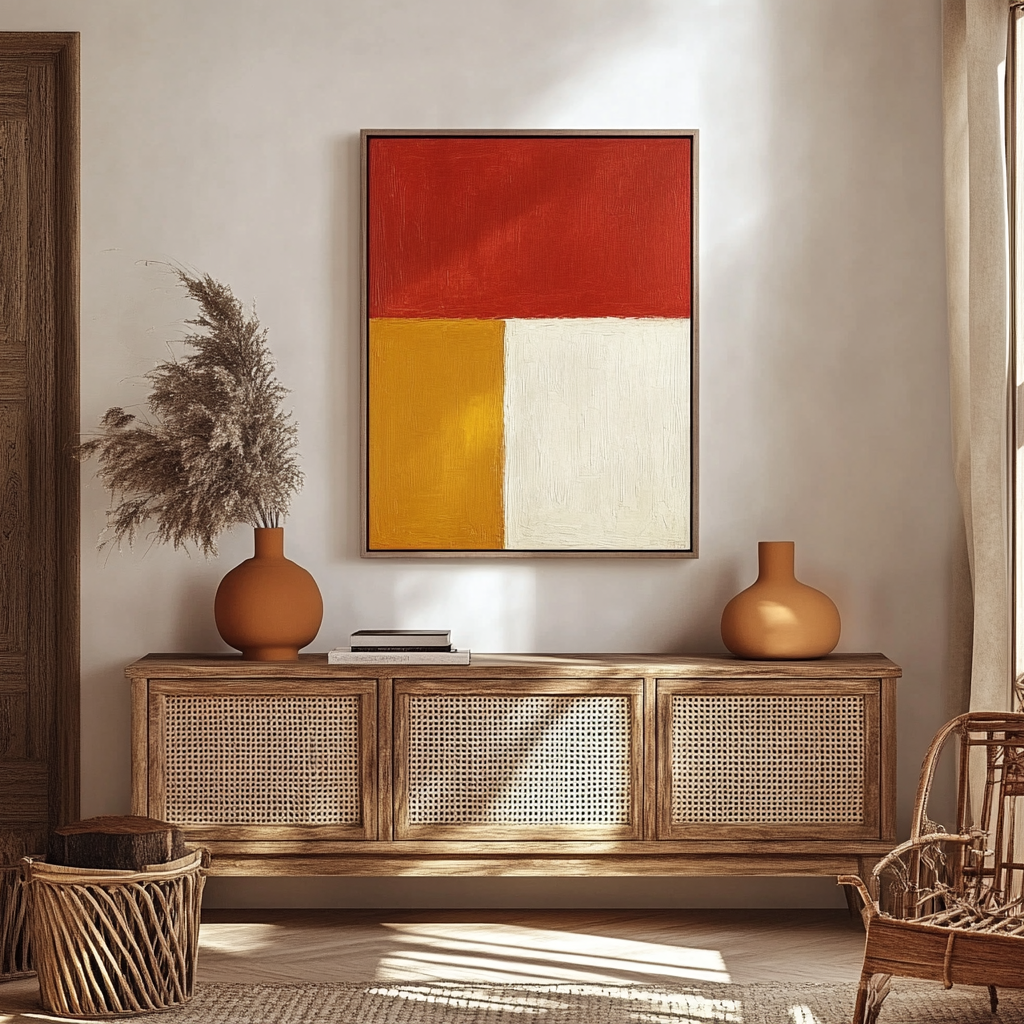 Orange and abstract red shapes