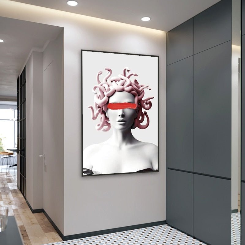 Tela di scultura con serpenti color rosa - Tele Moderne