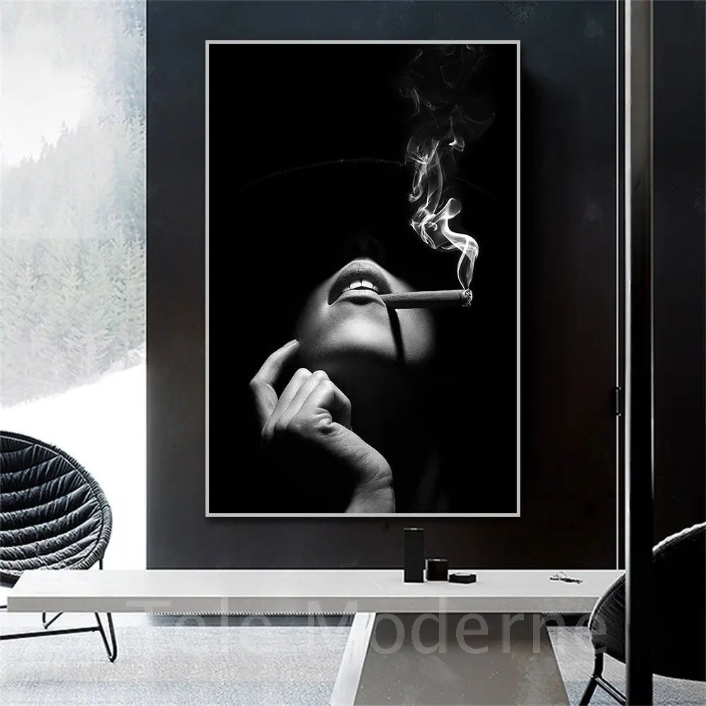 Donna con sigaretta Bianco e Nero - 50x70 cm