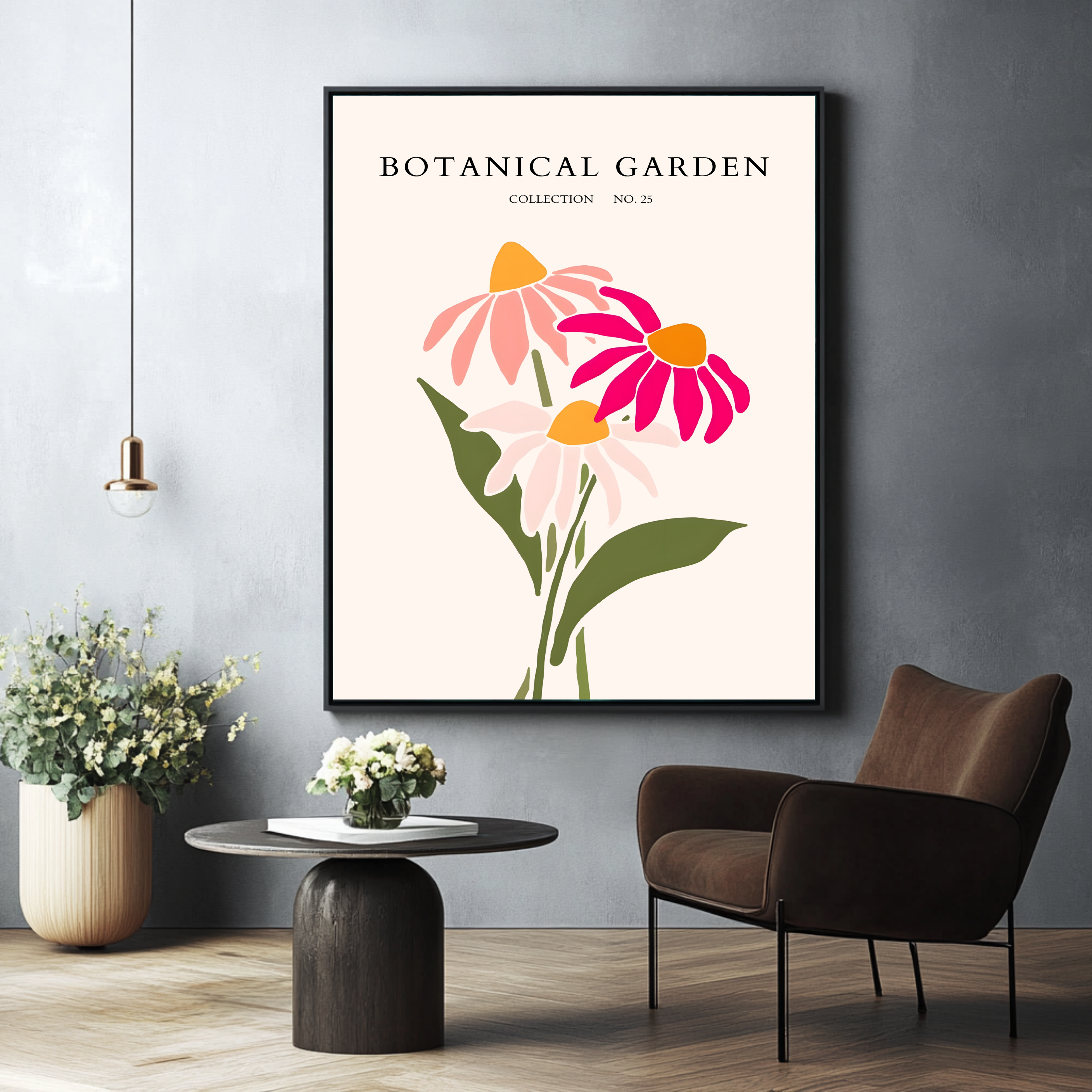 Jardín botánico margaritas rosadas