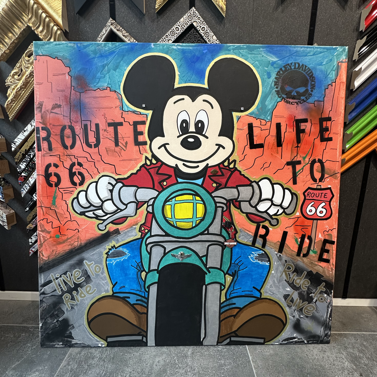 Born to Be Mickey - Originale, Pezzo UNICO - Dipinto a mano - 100 x 100 cm
