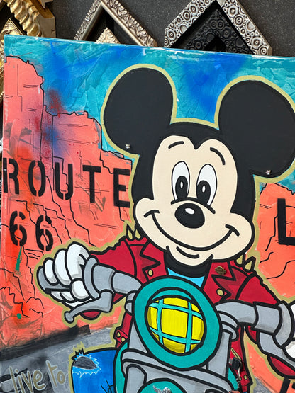 Born to Be Mickey - Originale, Pezzo UNICO - Dipinto a mano - 100 x 100 cm