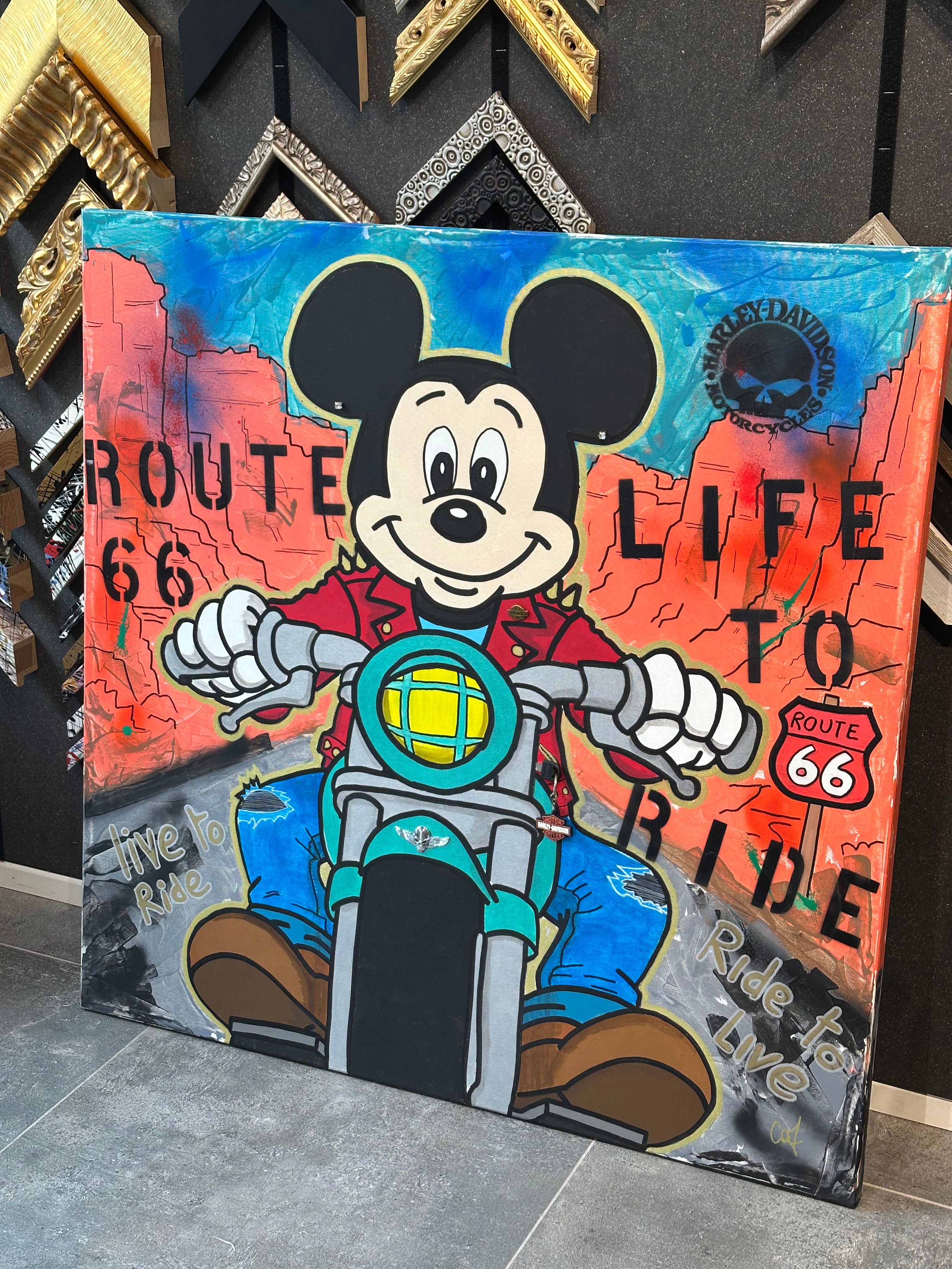 Born to Be Mickey - Originale, Pezzo UNICO - Dipinto a mano - 100 x 100 cm