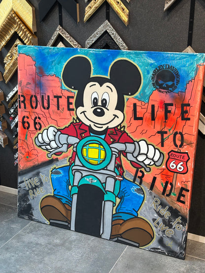 Born to Be Mickey - Originale, Pezzo UNICO - Dipinto a mano - 100 x 100 cm