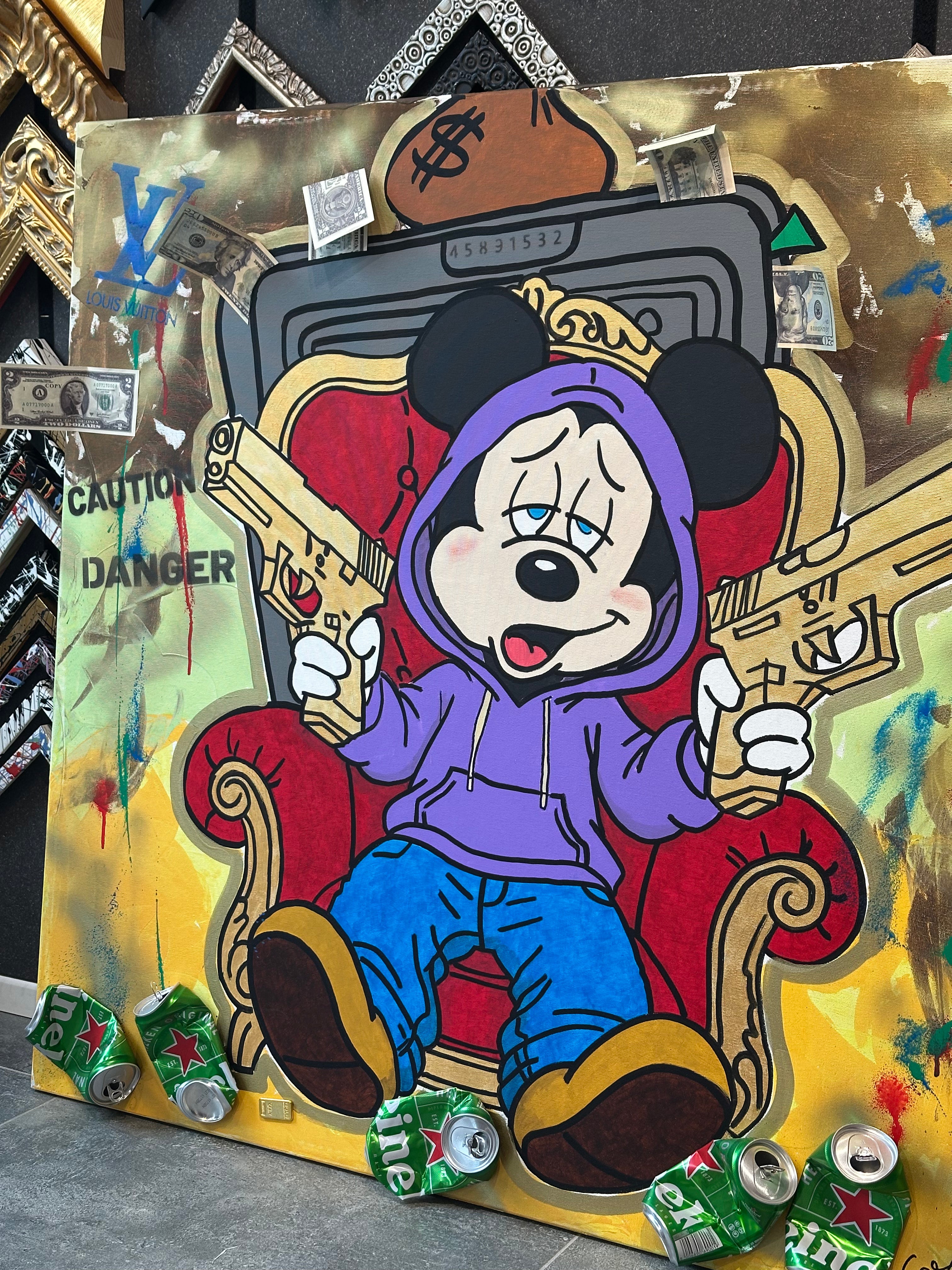 Mickey Boss - Originale, Pezzo UNICO - Dipinto a mano - 100 x 100 cm