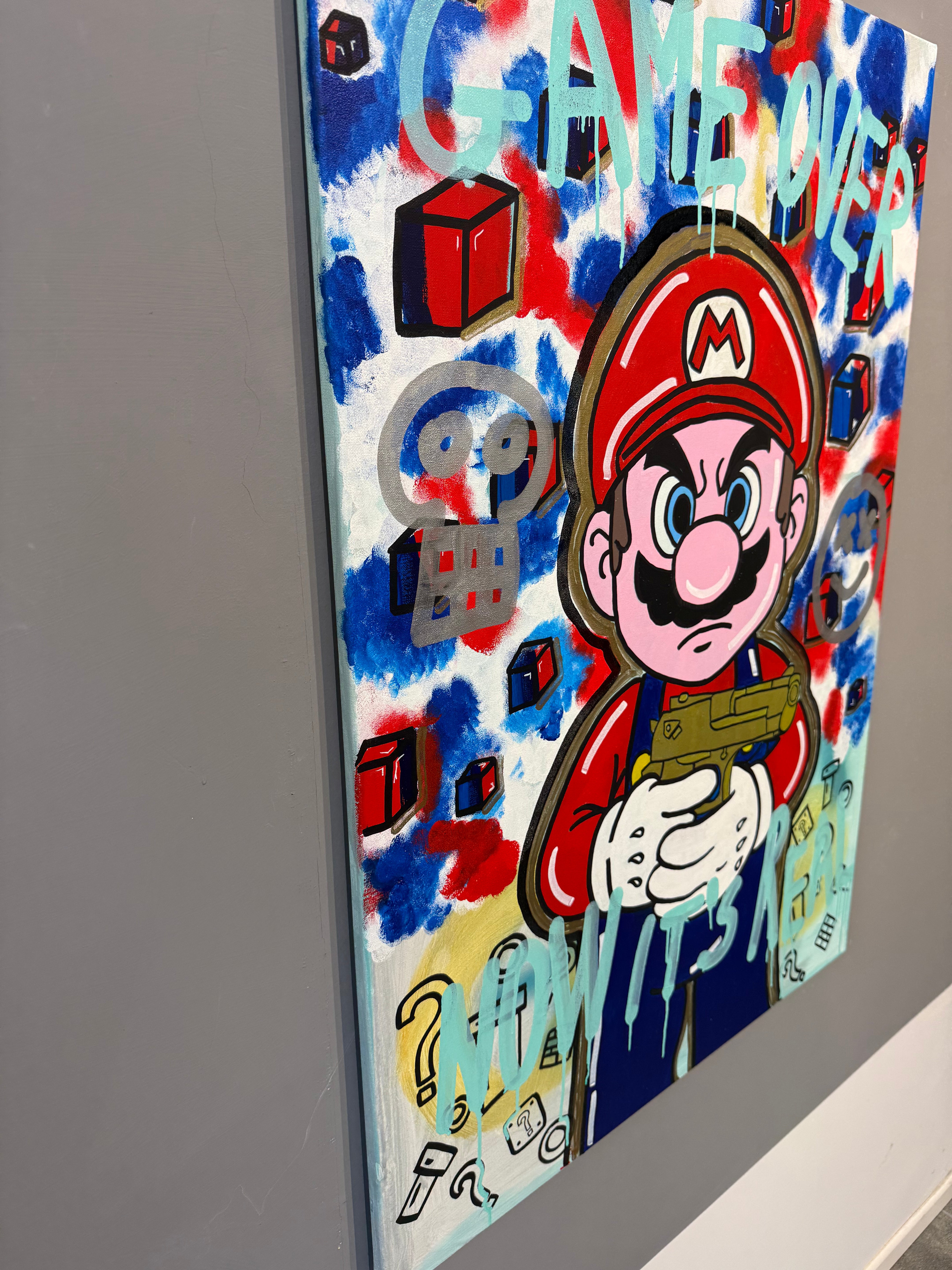 SuperMario Now It's Real  - Originale, Pezzo UNICO - Dipinto a mano - 70 x 100 cm