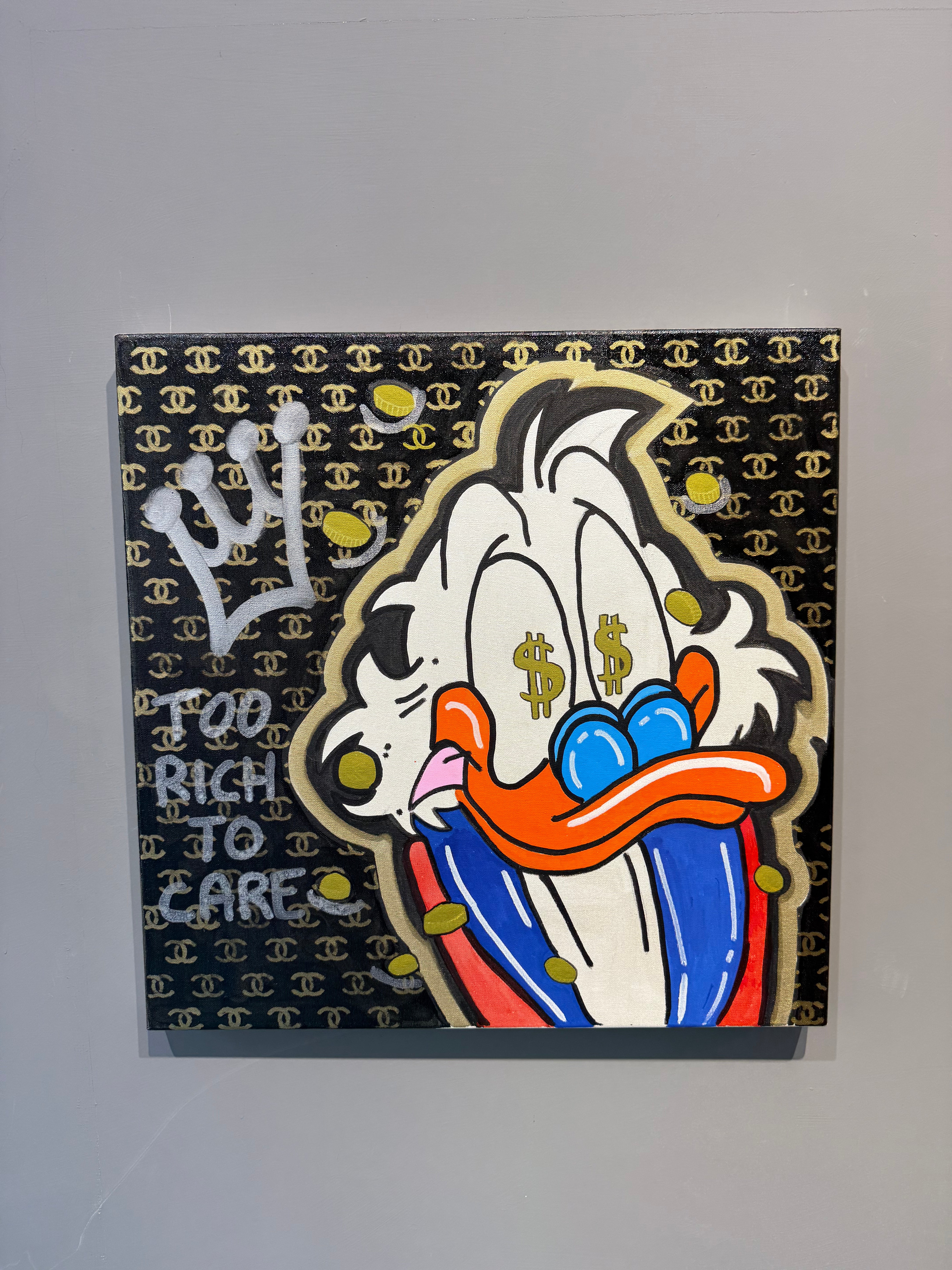 Too Rich to Care - Originale, Pezzo UNICO - Dipinto a mano - 60 x 60 cm