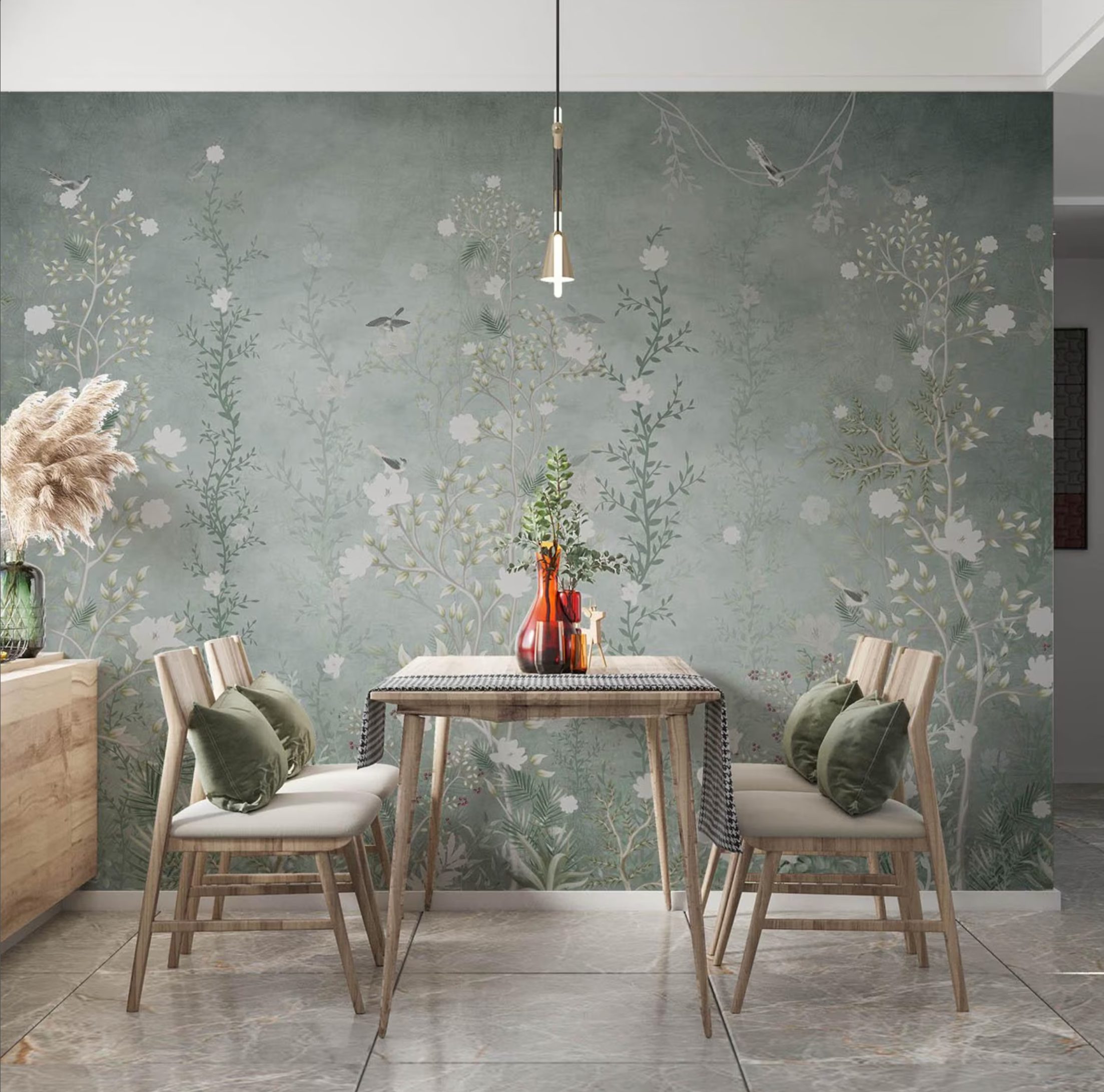 Fiori verdi - Carta da Parati