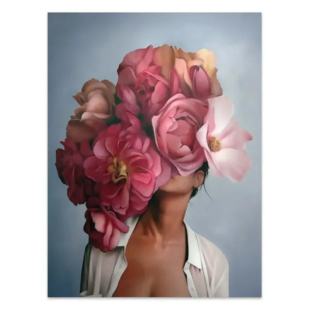 Donna con fiori di piume in testa - 40x60cm / C