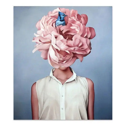 Donna con fiori di piume in testa - 40x60cm / E