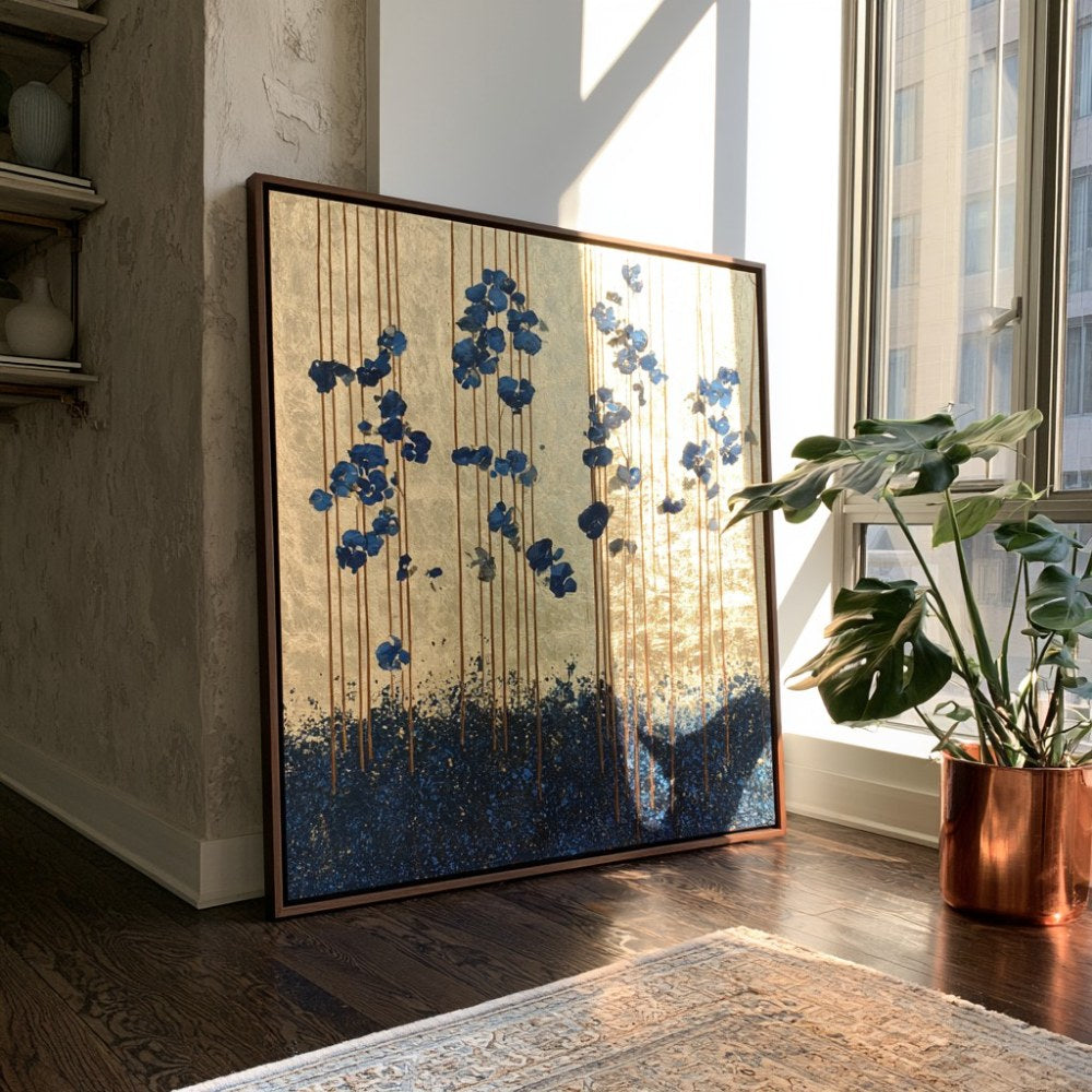 Astratto di fiori cobalto