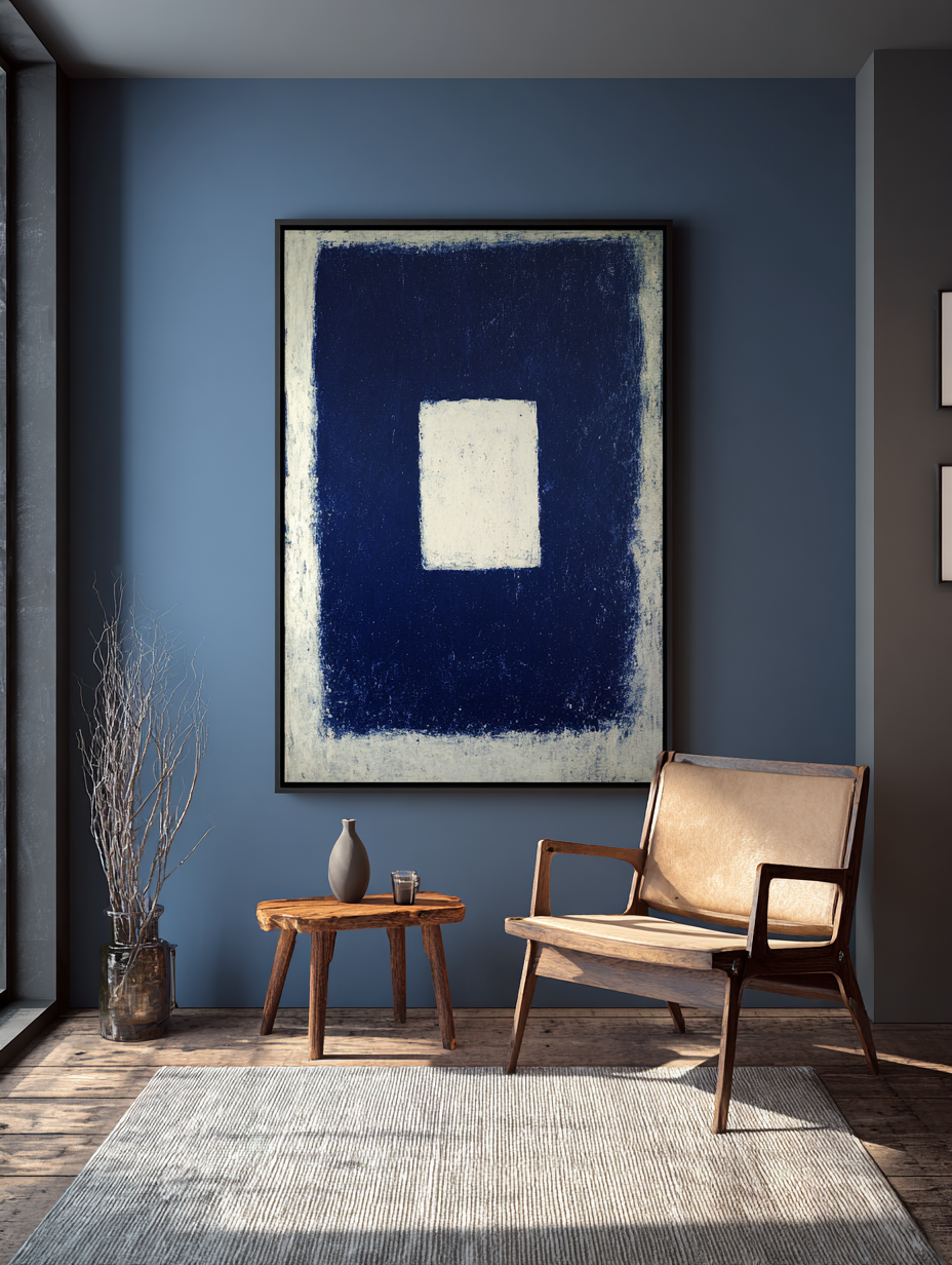 Bianco su blu a quadri