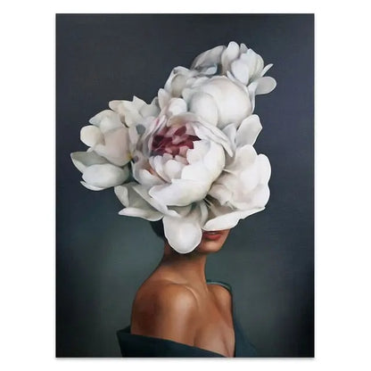 Donna con fiori di piume in testa - 40x60cm / M