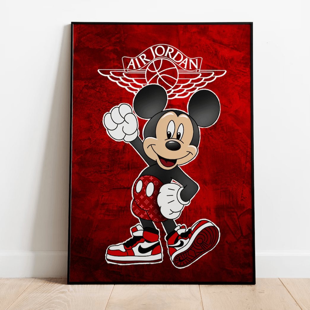 Topolino x Jordan Stampa su tela Neibac Tele Moderne