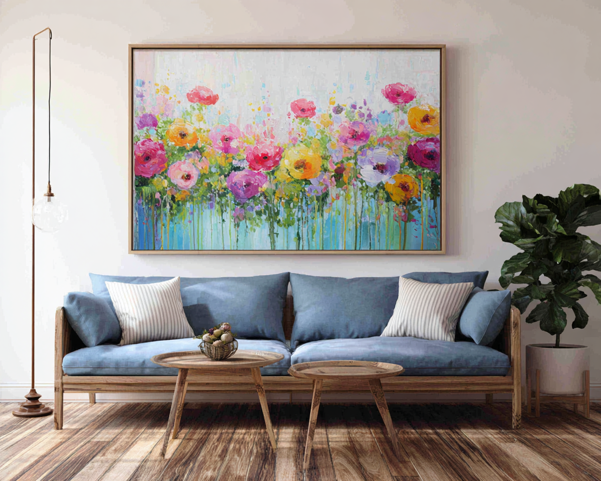 Linea di fiori con arcobaleno