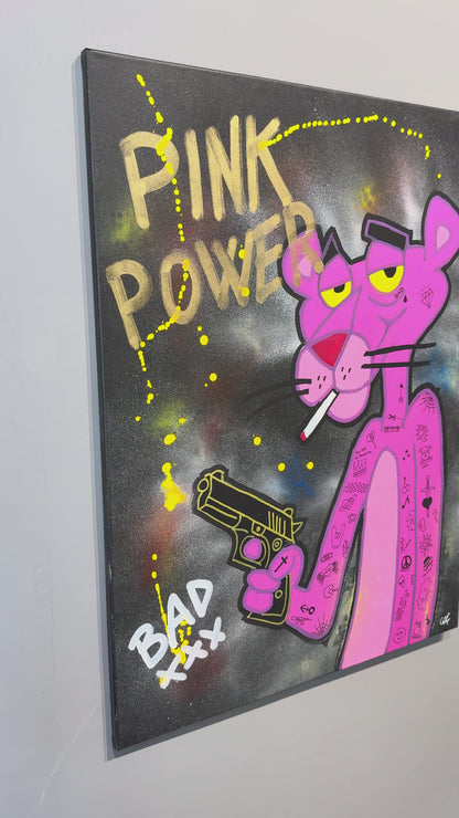 Pantera Pink Power  - Originale, Pezzo UNICO - Dipinto a mano - 60 x 90 cm