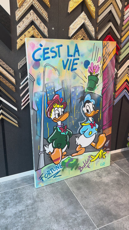 C'est la vie - Originale, Pezzo UNICO - Dipinto a mano - 80 x 120 cm