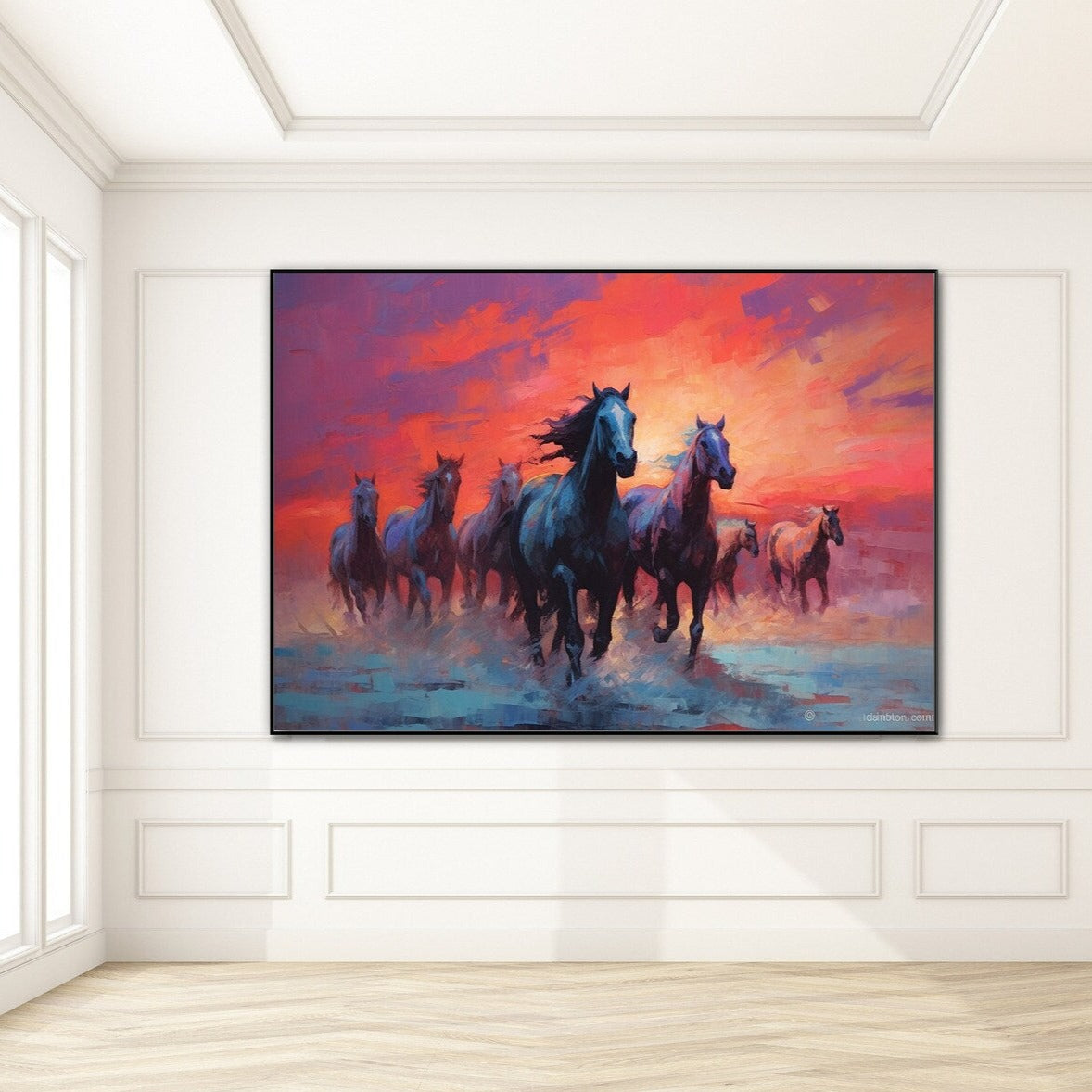 Cavalli al tramonto sul mare