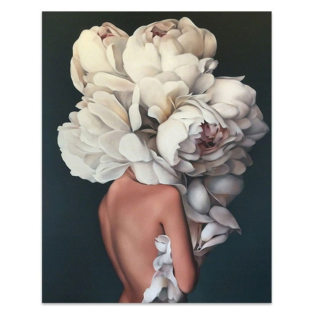 Donna con fiori di piume in testa - 40x60cm / F