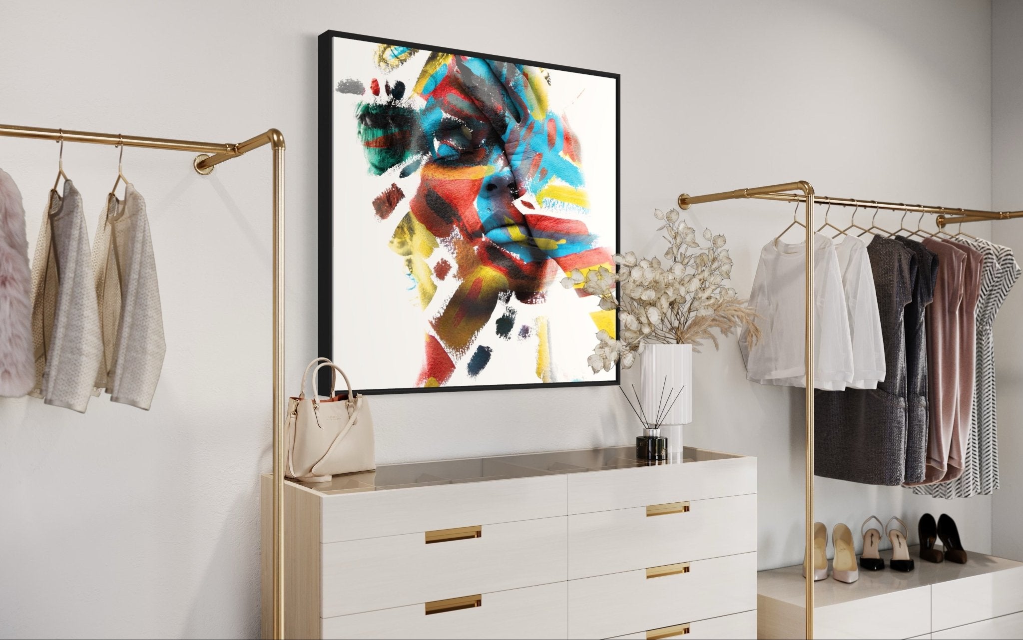 Viso donna con varie sfumature di colore - Tele Moderne